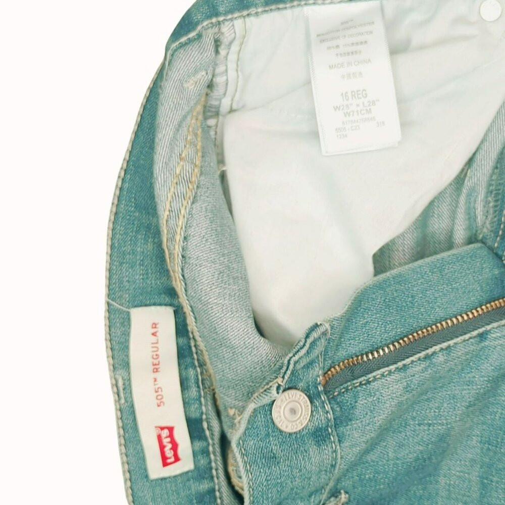 Levis 505 Boys Straight Leg Blue Denim Jeans - Size 16 (28x28) - Picture 5 of 5